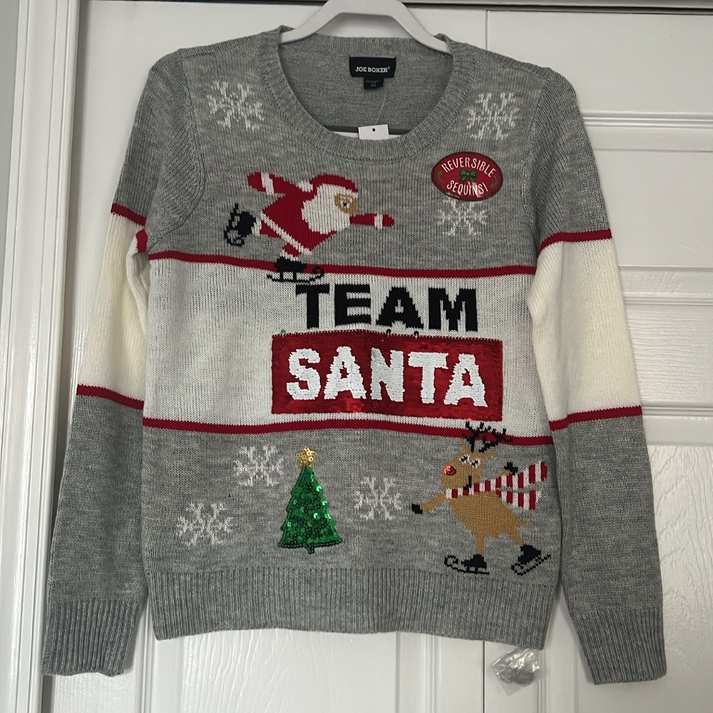 Joe Boxer Kids Reversible Sequin Christmas Sweater Juniors Size M